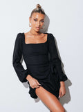 front view of model wearing Princess Polly The Villa Mini Dress Black
